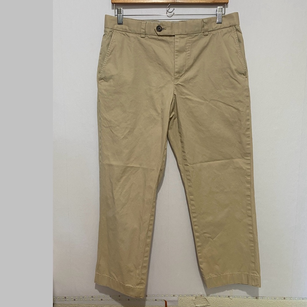 Brooks‎ Brothers Milano Pants Size 33 Khaki Slim Fit Chino Dress Casual Office